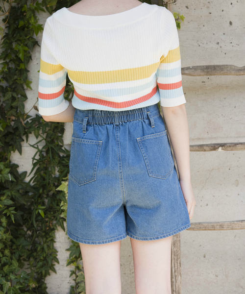 OLIVE des OLIVE（オリーブデオリーブ）の「《WEARISTA みくぴよ＊さん着用》ベイカーショートパンツ（デニムパンツ・レディース・ピンク/サックスブルー/ブルー系その他・FREE）」の13枚目の写真