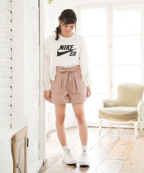 OLIVE des OLIVE（オリーブデオリーブ）の「《WEARISTA みくぴよ＊さん着用》ベイカーショートパンツ（デニムパンツ・レディース・ピンク/サックスブルー/ブルー系その他・FREE）」の5枚目の写真