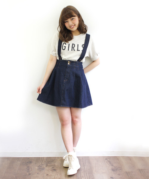 Chico（チコ）の「サス付きジャンスカ（デニムスカート・レディース・ダークブルー/ブルー/ホワイト/ネイビー・FREE）」の5枚目の写真