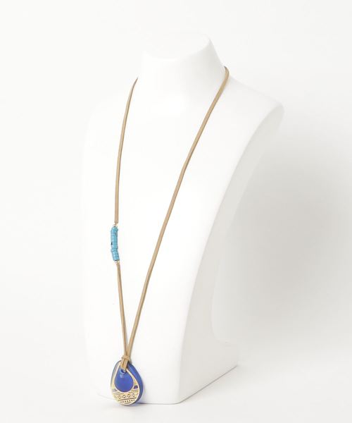 チャイハネ(チャイハネ)の「【チャイハネ】フロストガラス ティアドロップネックレス(ネックレス・レディース・ブラック/ブルー・FREE)」の3枚目の写真