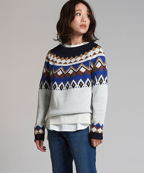 LIPSTAR(リップスター)の「ノルディック柄ニット(ニット/セーター・レディース・ブラック系その他/ブルー系その他/ホワイト系その他・M)」の15枚目の写真