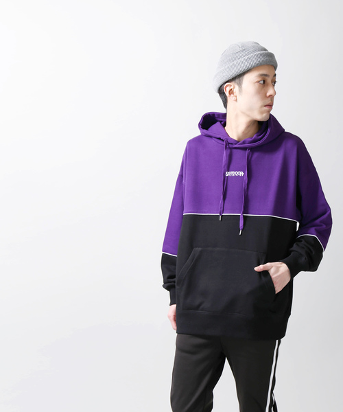 OUTDOOR PRODUCTS（アウトドアプロダクツ）の「∴WEGO/OUTDOOR PRODUCTS バイカラープルパーカー（パーカー・メンズ・パープル/ライトイエロー・MEDIUM/LARGE）」の14枚目の写真