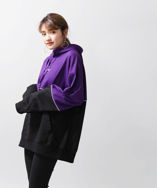 OUTDOOR PRODUCTS（アウトドアプロダクツ）の「∴WEGO/OUTDOOR PRODUCTS バイカラープルパーカー（パーカー・メンズ・パープル/ライトイエロー・MEDIUM/LARGE）」の6枚目の写真