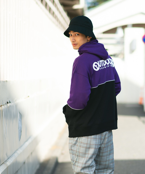 OUTDOOR PRODUCTS（アウトドアプロダクツ）の「∴WEGO/OUTDOOR PRODUCTS バイカラープルパーカー（パーカー・メンズ・パープル/ライトイエロー・MEDIUM/LARGE）」の18枚目の写真