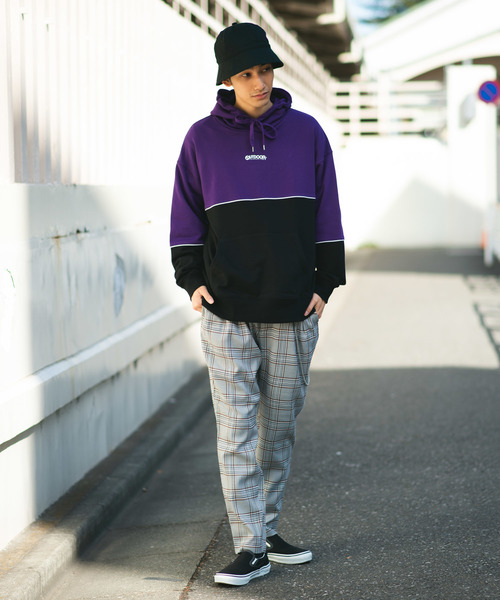 OUTDOOR PRODUCTS（アウトドアプロダクツ）の「∴WEGO/OUTDOOR PRODUCTS バイカラープルパーカー（パーカー・メンズ・パープル/ライトイエロー・MEDIUM/LARGE）」の19枚目の写真