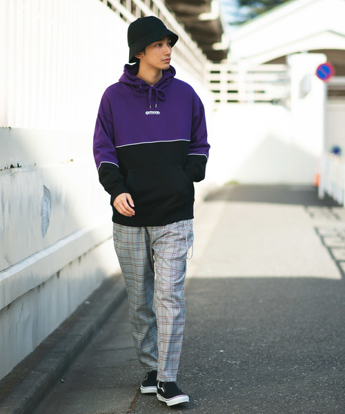 OUTDOOR PRODUCTS（アウトドアプロダクツ）の「∴WEGO/OUTDOOR PRODUCTS バイカラープルパーカー（パーカー・メンズ・パープル/ライトイエロー・MEDIUM/LARGE）」の21枚目の写真