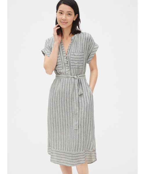 Gap ギャップ の ストライプ ロールスリーブ シャツワンピース ワンピース Wear Gap ギャップ の ストライプ ロールスリーブ シャツワンピース ワンピース Wear