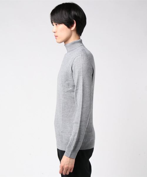 COMME CA ISM（コムサイズム）の「イタリア糸　リブタートルプルオーバー（ニット/セーター・メンズ・ブラック/グレー・MEDIUM/LARGE/X-LARGE）」の3枚目の写真