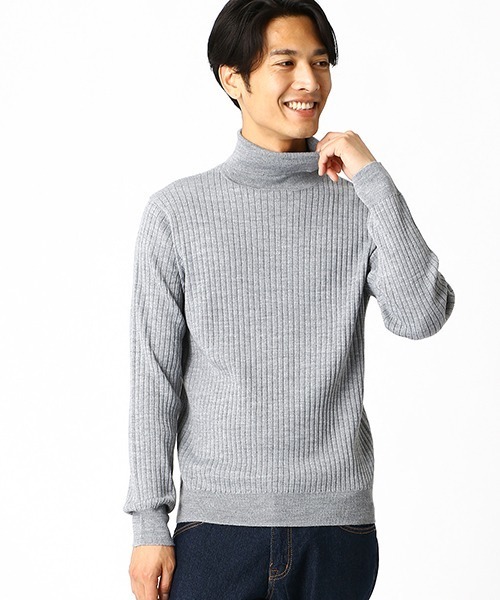 COMME CA ISM（コムサイズム）の「イタリア糸　リブタートルプルオーバー（ニット/セーター・メンズ・ブラック/グレー・MEDIUM/LARGE/X-LARGE）」の6枚目の写真