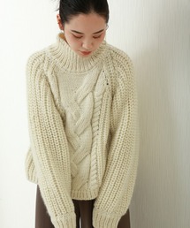 n'ee-ne | フロント編みこみロービングモックネックニット(ニット/セーター)