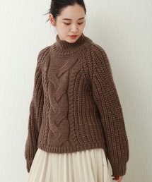 n'ee-ne | フロント編みこみロービングモックネックニット(ニット/セーター)