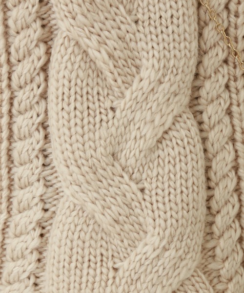 n'ee-ne（ネーネ）の「フロント編みこみロービングモックネックニット（ニット/セーター・レディース・ベージュ/ブラック/グリーン/アイボリー/モカ・FREE）」の20枚目の写真