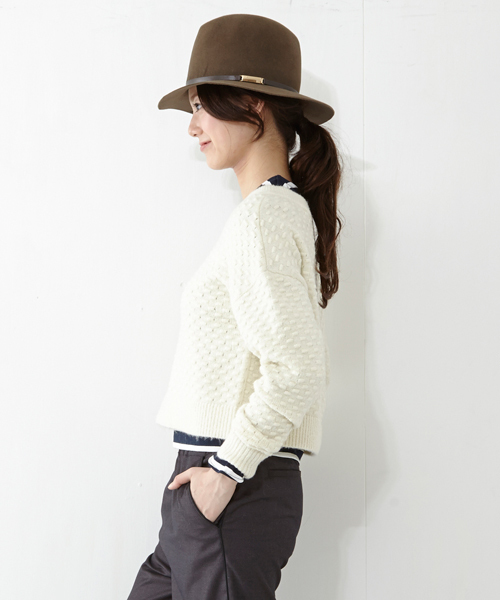 Ray BEAMS（レイビームス）の「Ray BEAMS / ドット編み クルーネック プルオーバー（ニット/セーター・レディース・オフホワイト/ブラック・ONE SIZE）」の9枚目の写真