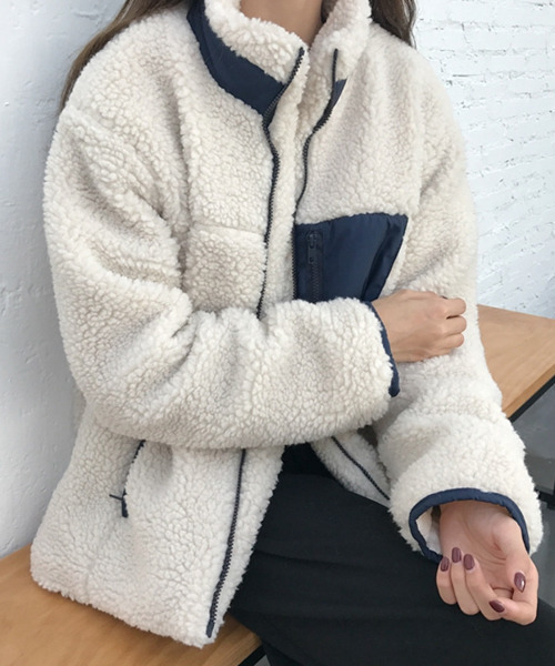 SUGAR BISKET（シュガービスケット）の「ボアジップブルゾン（ブルゾン・レディース・ベージュ/ホワイト・M/L）」の19枚目の写真