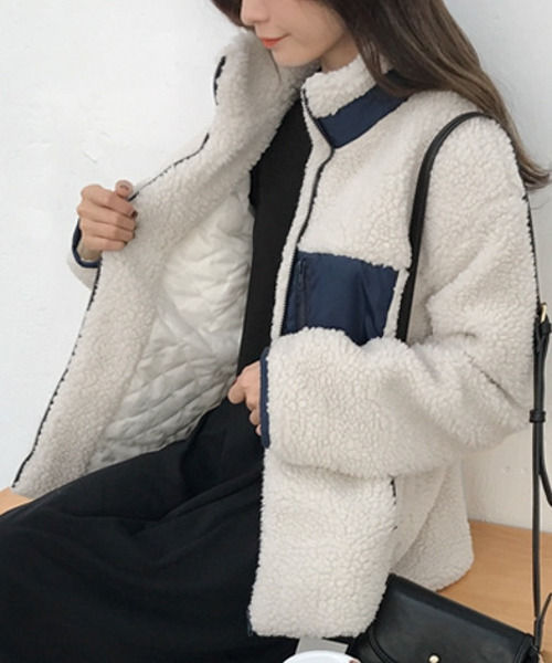 SUGAR BISKET（シュガービスケット）の「ボアジップブルゾン（ブルゾン・レディース・ベージュ/ホワイト・M/L）」の21枚目の写真