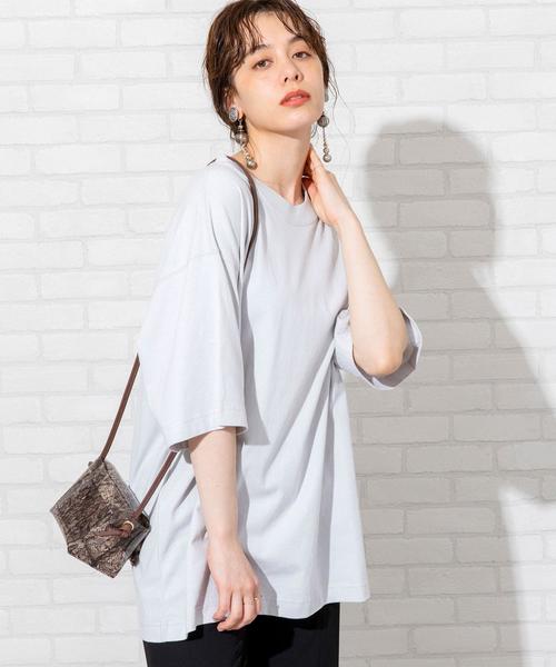 coen(コーエン)の「USAコットンビッグTシャツ(Tシャツ/カットソー・レディース・ライトブルー/ホワイト/ライトグレー・FREE)」の2枚目の写真