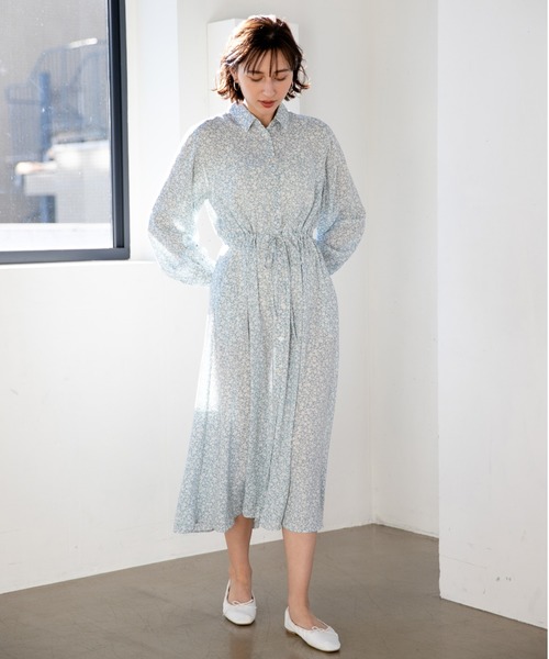 A part by（アパートバイ）の「P2トーンフラワーワンピース 910426（シャツワンピース・レディース・ベージュ系その他/グリーン系その他/ブルー系その他・FREE）」の3枚目の写真