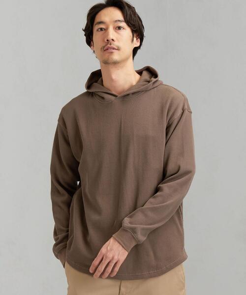 green label relaxing(グリーンレーベルリラクシング)の「SC BRING ワッフル フーディー LS / パーカー(パーカー・メンズ・モカ/ライトグレー/ブラック・LARGE/SMALL/MEDIUM)」の3枚目の写真