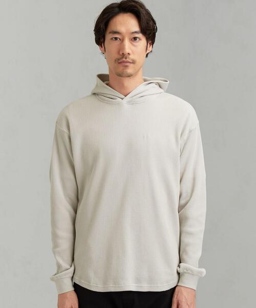 green label relaxing(グリーンレーベルリラクシング)の「SC BRING ワッフル フーディー LS / パーカー(パーカー・メンズ・モカ/ライトグレー/ブラック・LARGE/SMALL/MEDIUM)」の5枚目の写真