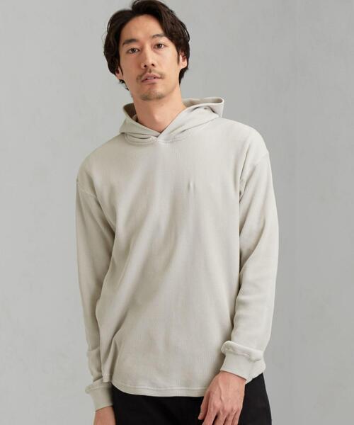 green label relaxing(グリーンレーベルリラクシング)の「SC BRING ワッフル フーディー LS / パーカー(パーカー・メンズ・モカ/ライトグレー/ブラック・LARGE/SMALL/MEDIUM)」の16枚目の写真
