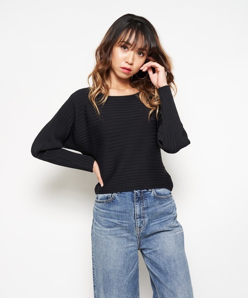 SPIRALGIRL（スパイラルガール）の「バックデザイン横畝ニットトップス（ニット/セーター・レディース・ピンク/ベージュ/ブラック・FREE）」の8枚目の写真