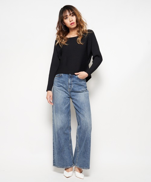 SPIRALGIRL（スパイラルガール）の「バックデザイン横畝ニットトップス（ニット/セーター・レディース・ピンク/ベージュ/ブラック・FREE）」の5枚目の写真