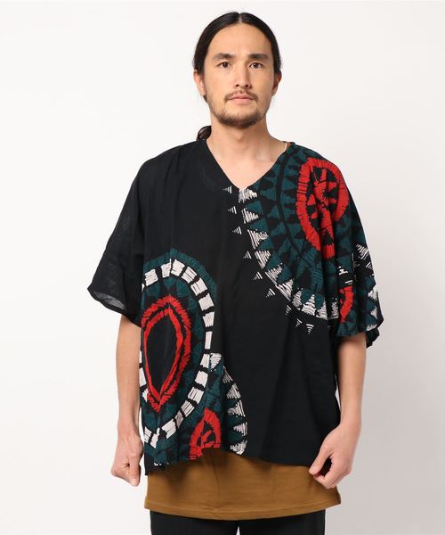 チャイハネ(チャイハネ)の「【チャイハネ】yul ノマデスMEN'Sビッグシルエットトップス インナータンクトップ付き(アンサンブル・メンズ・ホワイト/ブラック/パープル/オレンジ・FREE)」の5枚目の写真