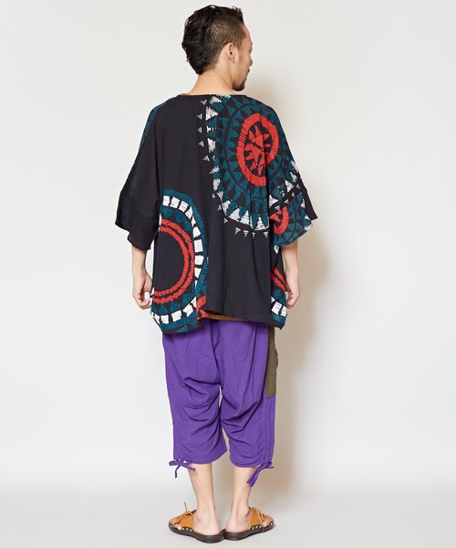 チャイハネ(チャイハネ)の「【チャイハネ】yul ノマデスMEN'Sビッグシルエットトップス インナータンクトップ付き(アンサンブル・メンズ・ホワイト/ブラック/パープル/オレンジ・FREE)」の13枚目の写真