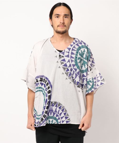 チャイハネ(チャイハネ)の「【チャイハネ】yul ノマデスMEN'Sビッグシルエットトップス インナータンクトップ付き(アンサンブル・メンズ・ホワイト/ブラック/パープル/オレンジ・FREE)」の22枚目の写真