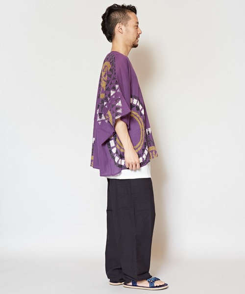 チャイハネ(チャイハネ)の「【チャイハネ】yul ノマデスMEN'Sビッグシルエットトップス インナータンクトップ付き(アンサンブル・メンズ・ホワイト/ブラック/パープル/オレンジ・FREE)」の14枚目の写真