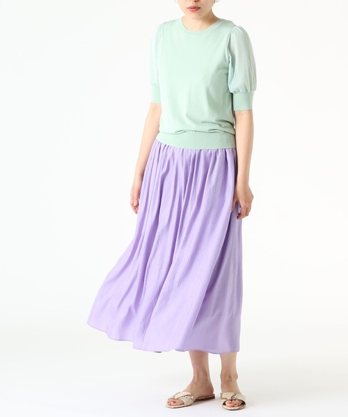 Tiara(ティアラ)の「チュールコンビニット(ニット/セーター・レディース・ホワイト/ブラック/ミント/グレー系その他・FREE)」の1枚目の写真