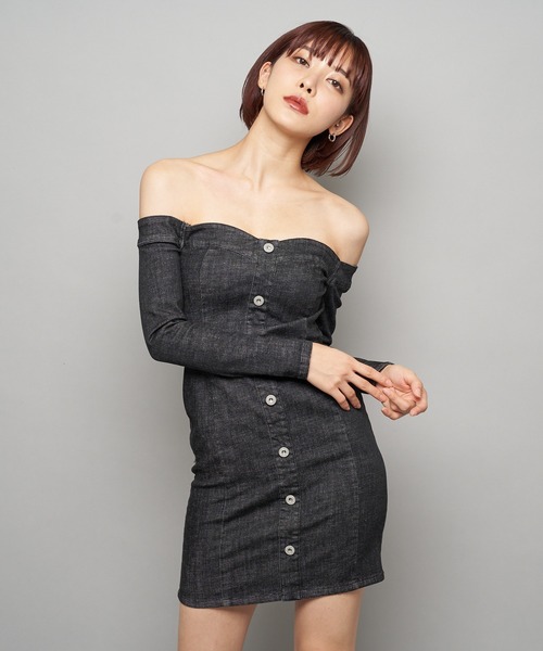 デニムオフショルダーワンピース Spiralgirl Spiralgirl スパイラルガール公式通販