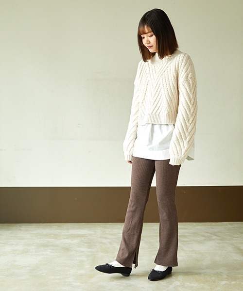 JELLY BEANS（ジェリービーンズ）の「インナーファーバレエシューズ【Made in Japan】(112-26014)JELLY BEANS(ジェリービーンズ)（バレエシューズ・レディース・ブラック/レオパード/カーキ/キャメル・24/23.5/24.5/22.5/23）」の7枚目の写真