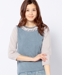 Another Edition | ニット×カットソー フラワー装飾プルオーバー/ AE KNIT×CUT FLW ソウショク(ニット/セーター)