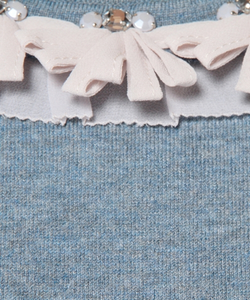 Another Edition（アナザーエディション）の「ニット×カットソー フラワー装飾プルオーバー/ AE KNIT×CUT FLW ソウショク◆（ニット/セーター・レディース・ダークブラウン/ライトブルー/ネイビー・フリー）」の10枚目の写真