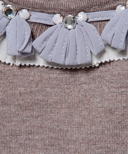 Another Edition（アナザーエディション）の「ニット×カットソー フラワー装飾プルオーバー/ AE KNIT×CUT FLW ソウショク◆（ニット/セーター・レディース・ダークブラウン/ライトブルー/ネイビー・フリー）」の11枚目の写真