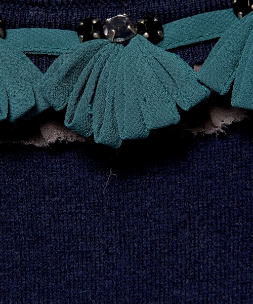 Another Edition（アナザーエディション）の「ニット×カットソー フラワー装飾プルオーバー/ AE KNIT×CUT FLW ソウショク◆（ニット/セーター・レディース・ダークブラウン/ライトブルー/ネイビー・フリー）」の12枚目の写真