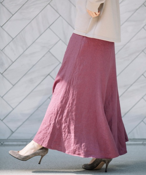 Munich（ミューニック）の「フレンチリネンキャンバス　マーメイドマキシスカート(セットアップ可)（スカート・レディース・ブラック/パープル/カーキ/ナチュラル・S/M/XS）」の10枚目の写真