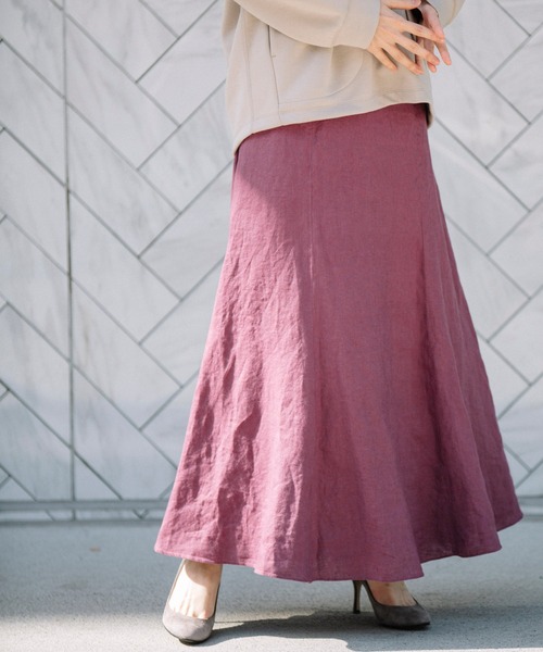 Munich（ミューニック）の「フレンチリネンキャンバス　マーメイドマキシスカート(セットアップ可)（スカート・レディース・ブラック/パープル/カーキ/ナチュラル・S/M/XS）」の11枚目の写真