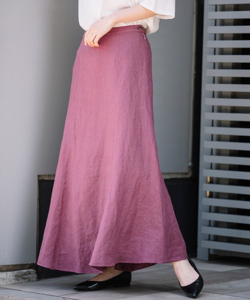 Munich（ミューニック）の「フレンチリネンキャンバス　マーメイドマキシスカート(セットアップ可)（スカート・レディース・ブラック/パープル/カーキ/ナチュラル・S/M/XS）」の7枚目の写真