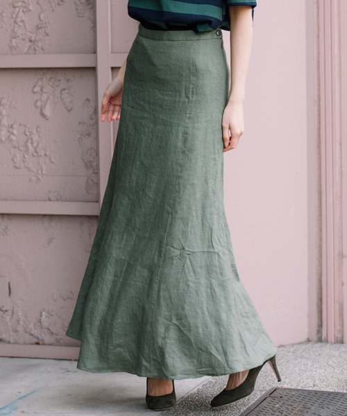 Munich（ミューニック）の「フレンチリネンキャンバス　マーメイドマキシスカート(セットアップ可)（スカート・レディース・ブラック/パープル/カーキ/ナチュラル・S/M/XS）」の16枚目の写真