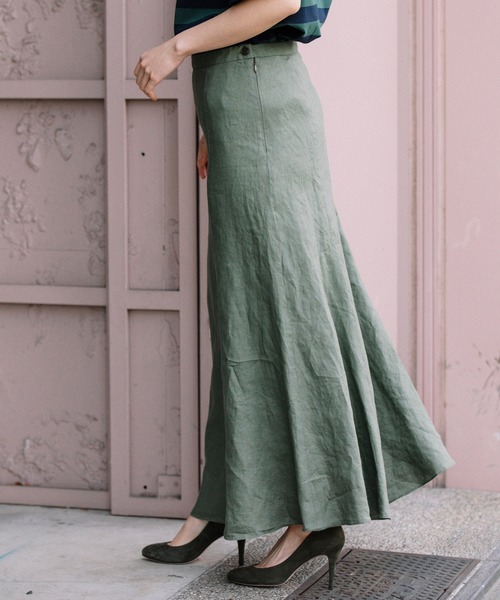 Munich（ミューニック）の「フレンチリネンキャンバス　マーメイドマキシスカート(セットアップ可)（スカート・レディース・ブラック/パープル/カーキ/ナチュラル・S/M/XS）」の17枚目の写真