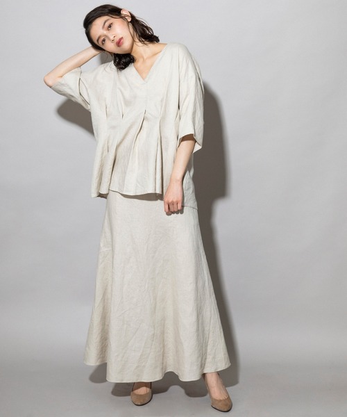 Munich（ミューニック）の「フレンチリネンキャンバス　マーメイドマキシスカート(セットアップ可)（スカート・レディース・ブラック/パープル/カーキ/ナチュラル・S/M/XS）」の22枚目の写真