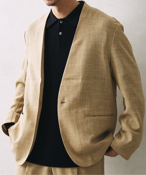 JOURNAL STANDARD relumeレオパードノーカラージャケット JOURNAL STANDARD relume｜リネンミックスノーカラージャケット