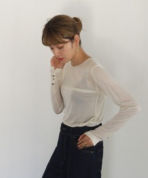 CLEIO | 【CLEIO】袖口ボタンシアーTシャツ(Tシャツ/カットソー)
