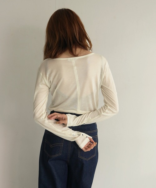 CLEIO（クレイオ）の「【CLEIO】袖口ボタンシアーTシャツ（Tシャツ/カットソー・レディース・ブラウン/アイボリー・FREE）」の11枚目の写真