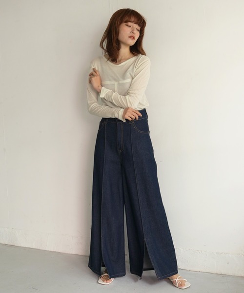 CLEIO（クレイオ）の「【CLEIO】袖口ボタンシアーTシャツ（Tシャツ/カットソー・レディース・ブラウン/アイボリー・FREE）」の13枚目の写真