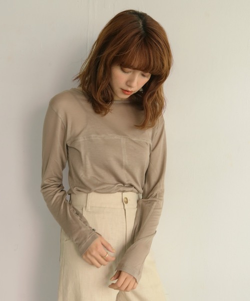 CLEIO（クレイオ）の「【CLEIO】袖口ボタンシアーTシャツ（Tシャツ/カットソー・レディース・ブラウン/アイボリー・FREE）」の15枚目の写真