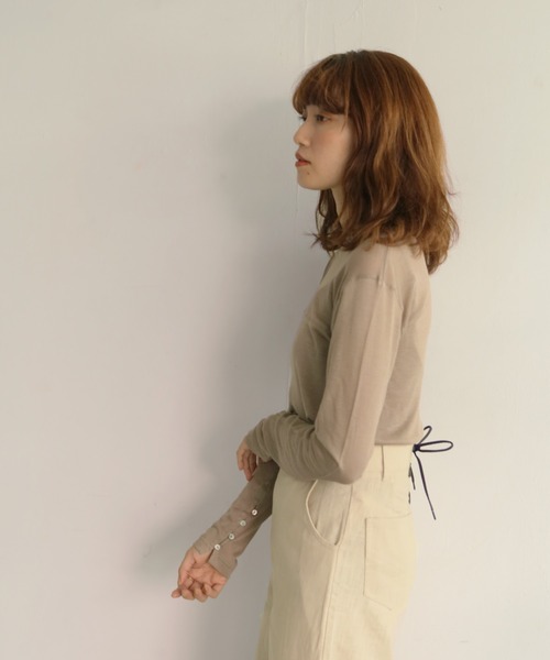 CLEIO（クレイオ）の「【CLEIO】袖口ボタンシアーTシャツ（Tシャツ/カットソー・レディース・ブラウン/アイボリー・FREE）」の16枚目の写真