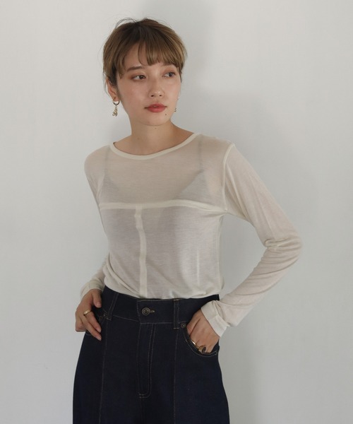 CLEIO（クレイオ）の「【CLEIO】袖口ボタンシアーTシャツ（Tシャツ/カットソー・レディース・ブラウン/アイボリー・FREE）」の22枚目の写真